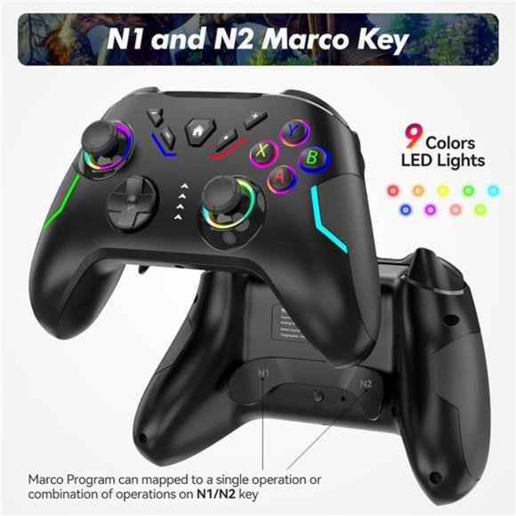 Wireless Gaming Controller w/ Dual Vibration, 2 Customized Key, Turbon Function - Picture 4 of 6